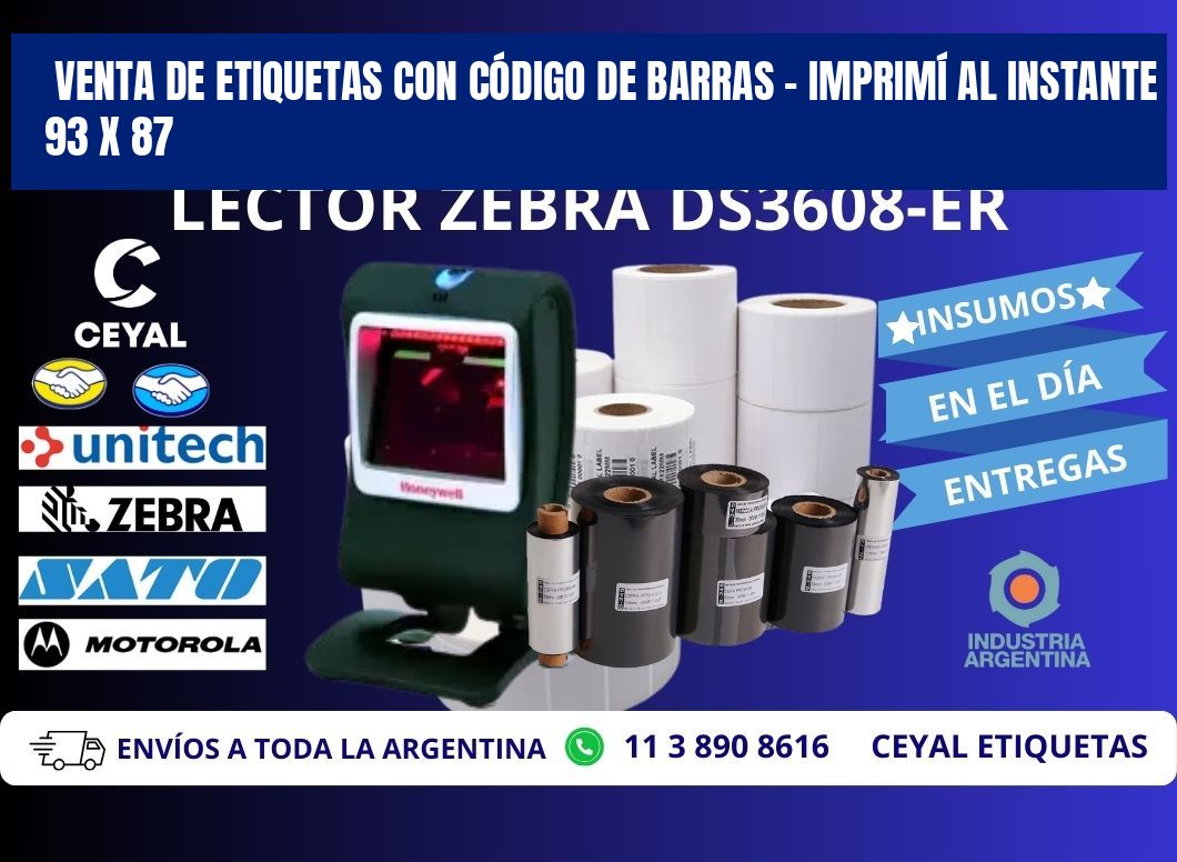VENTA DE ETIQUETAS CON CÓDIGO DE BARRAS – IMPRIMÍ AL INSTANTE 93 x 87