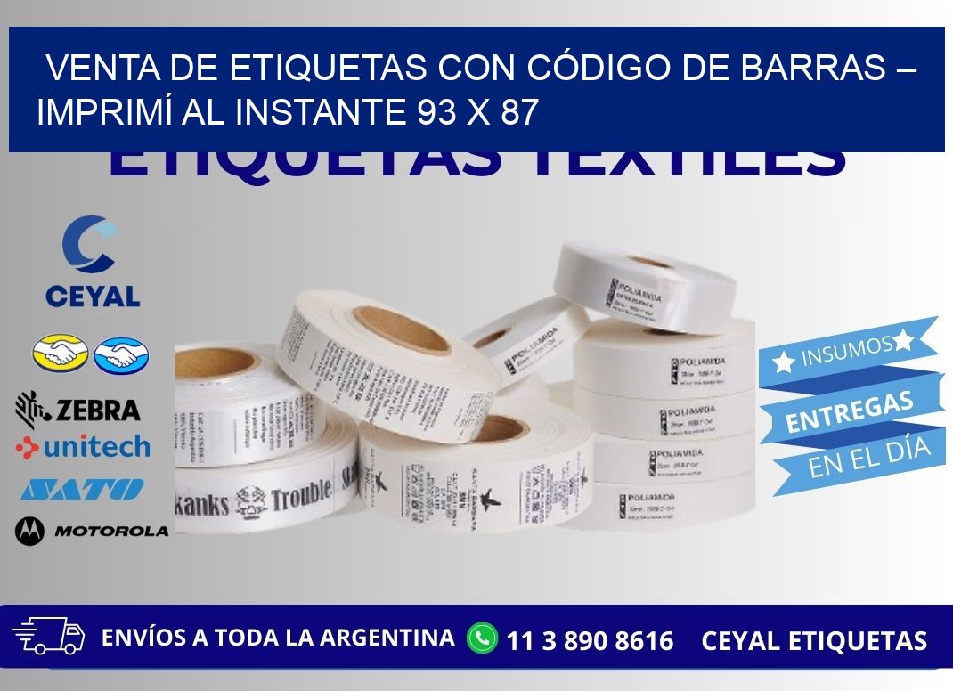 VENTA DE ETIQUETAS CON CÓDIGO DE BARRAS – IMPRIMÍ AL INSTANTE 93 x 87