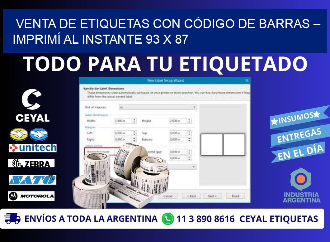 VENTA DE ETIQUETAS CON CÓDIGO DE BARRAS – IMPRIMÍ AL INSTANTE 93 x 87