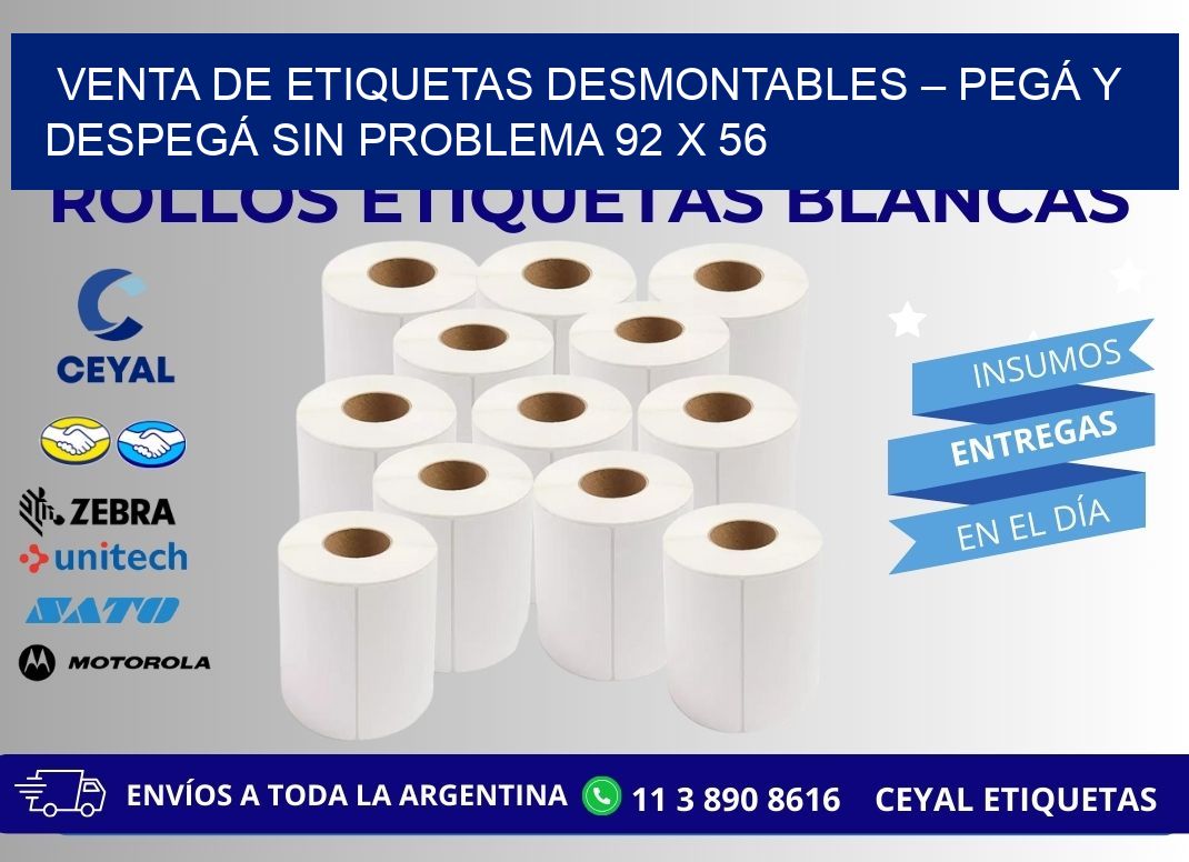 VENTA DE ETIQUETAS DESMONTABLES – PEGÁ Y DESPEGÁ SIN PROBLEMA 92 x 56