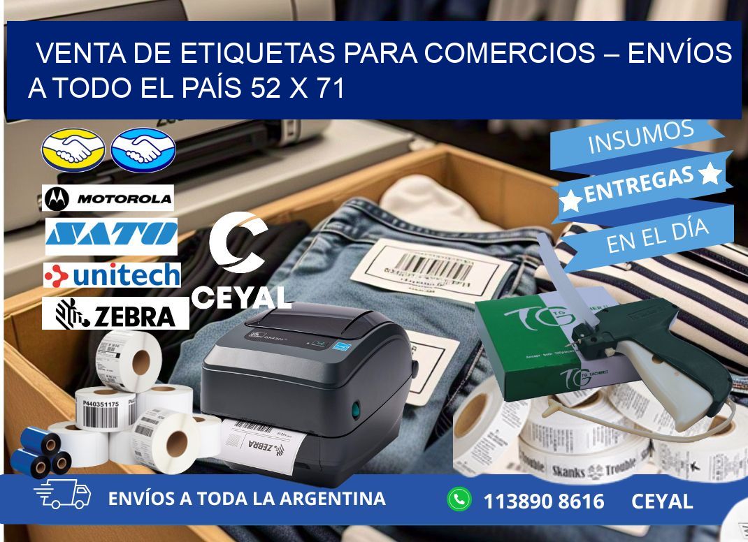 VENTA DE ETIQUETAS PARA COMERCIOS – ENVÍOS A TODO EL PAÍS 52 x 71