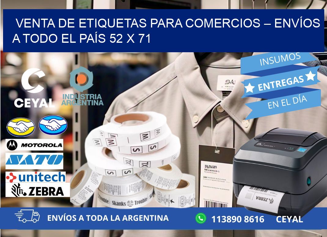 VENTA DE ETIQUETAS PARA COMERCIOS – ENVÍOS A TODO EL PAÍS 52 x 71