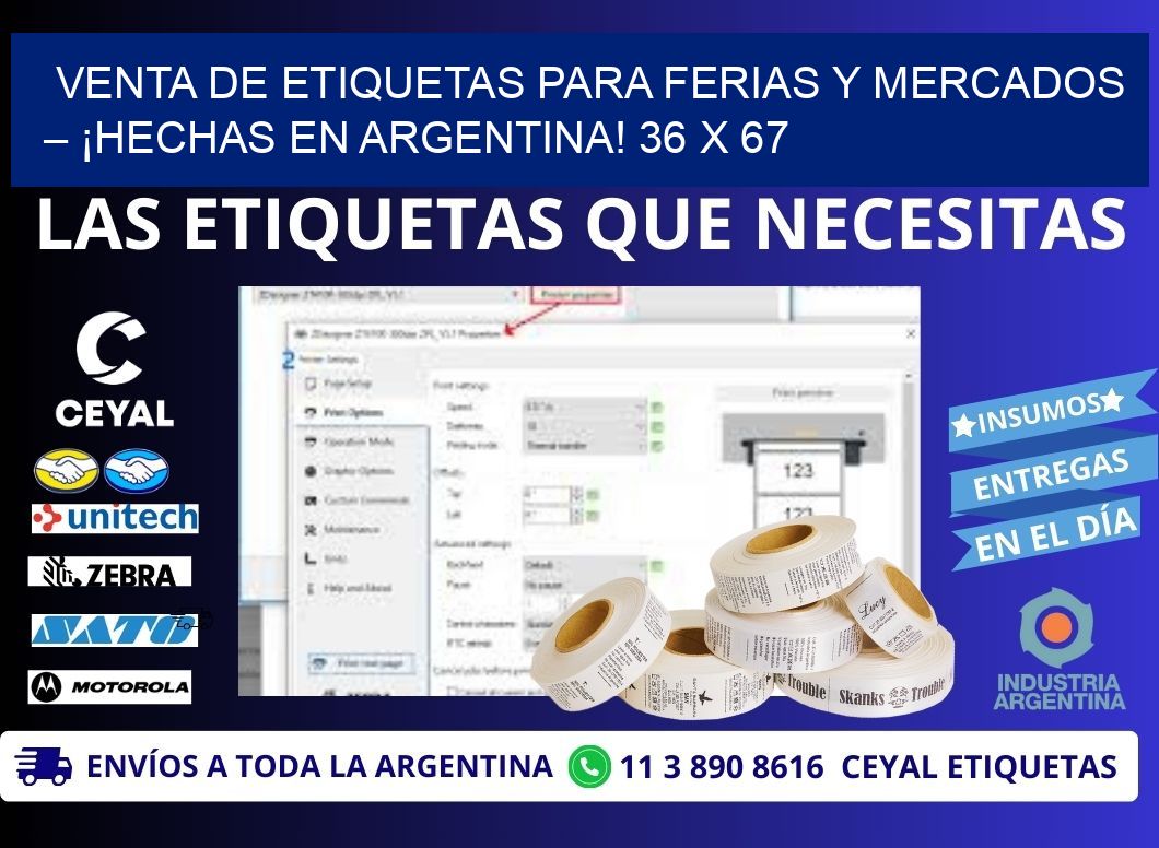 VENTA DE ETIQUETAS PARA FERIAS Y MERCADOS – ¡HECHAS EN ARGENTINA! 36 x 67