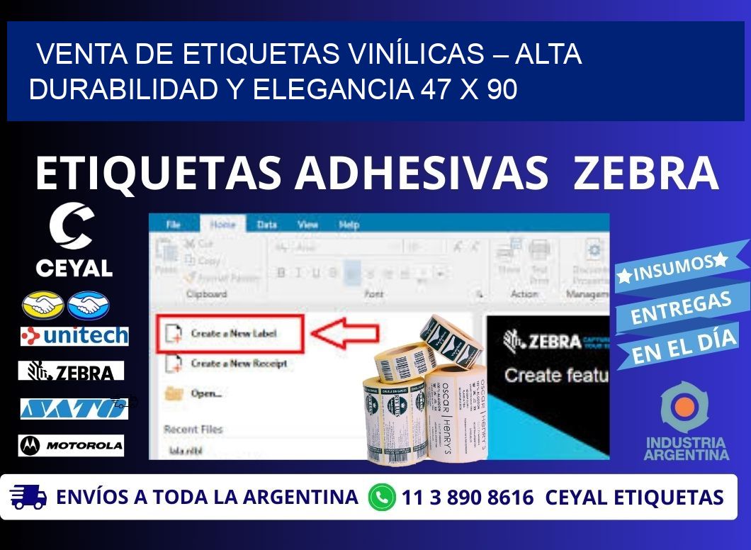 VENTA DE ETIQUETAS VINÍLICAS – ALTA DURABILIDAD Y ELEGANCIA 47 x 90