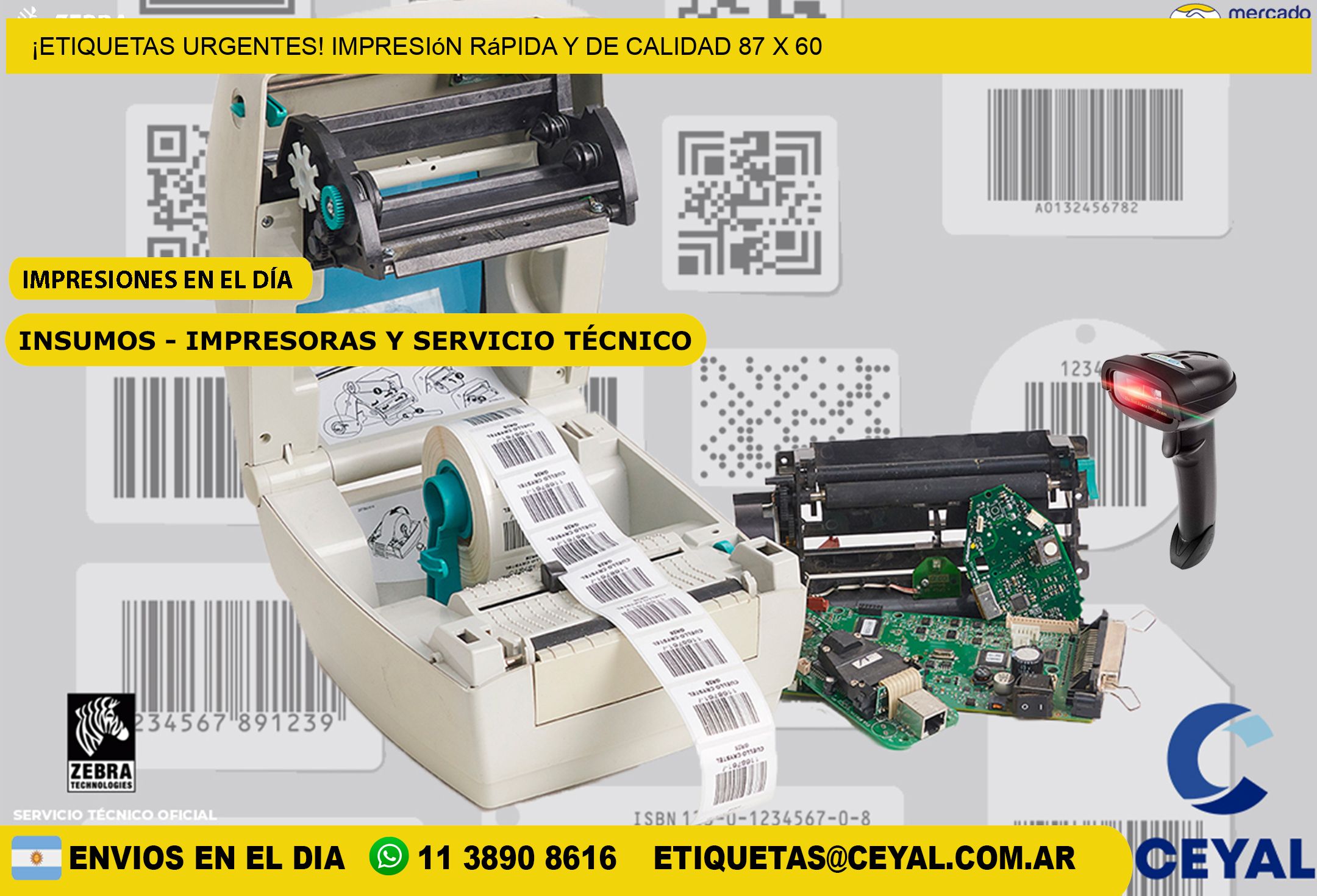 ¡Etiquetas Urgentes! Impresión Rápida y de Calidad 87 x 60