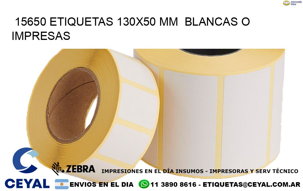 15650 ETIQUETAS 130x50 mm  BLANCAS O IMPRESAS