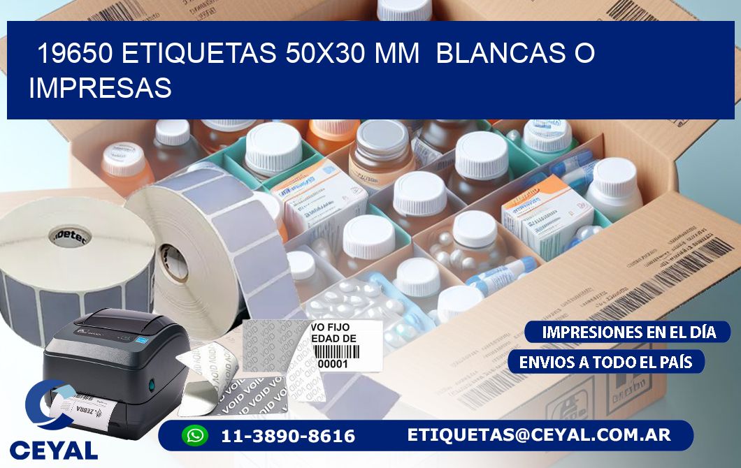 19650 ETIQUETAS 50x30 mm BLANCAS O IMPRESAS