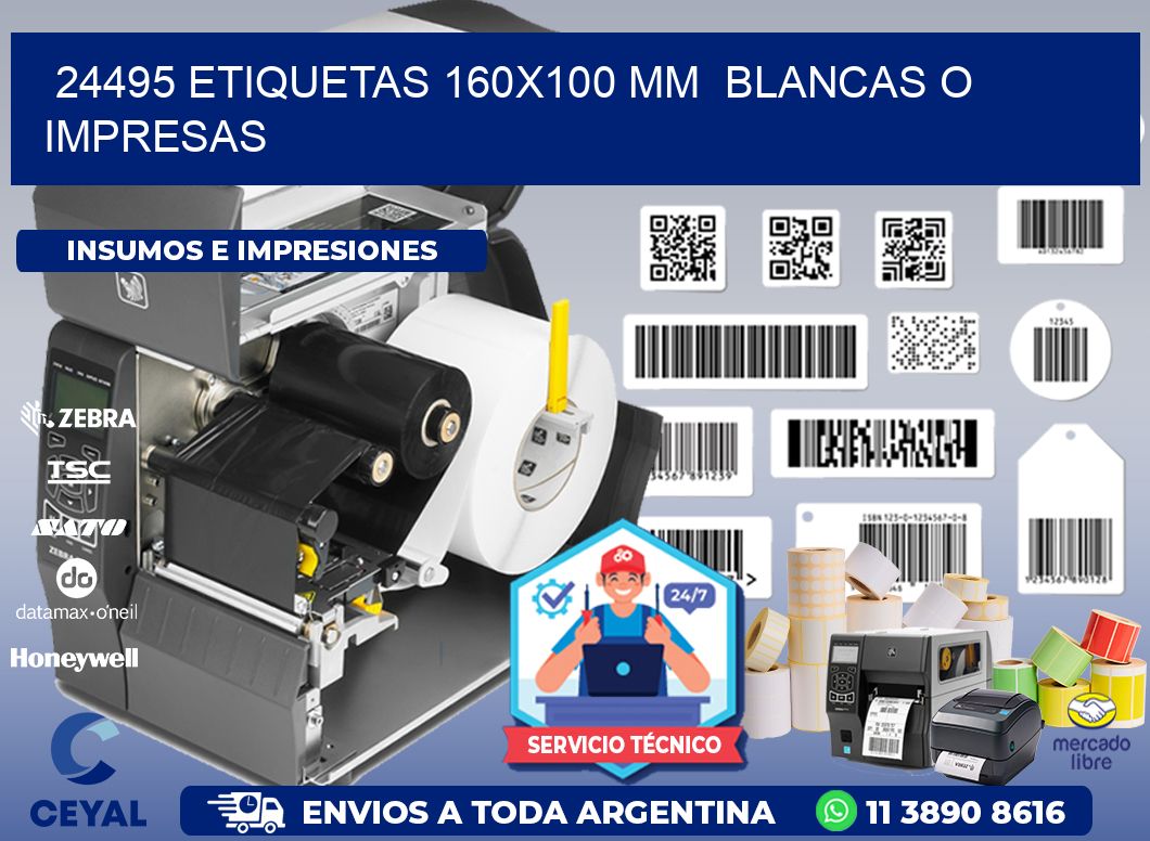 24495 ETIQUETAS 160x100 mm  BLANCAS O IMPRESAS