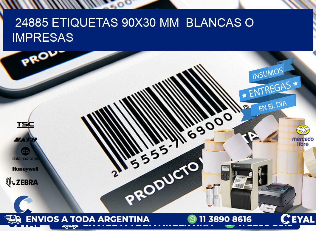 24885 ETIQUETAS 90x30 mm BLANCAS O IMPRESAS