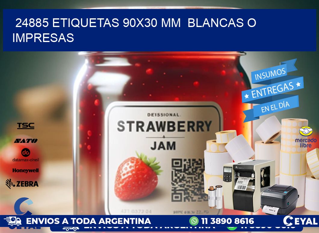 24885 ETIQUETAS 90x30 mm BLANCAS O IMPRESAS