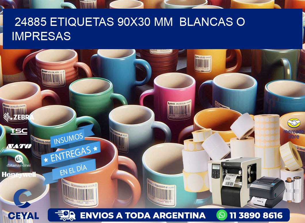 24885 ETIQUETAS 90x30 mm BLANCAS O IMPRESAS