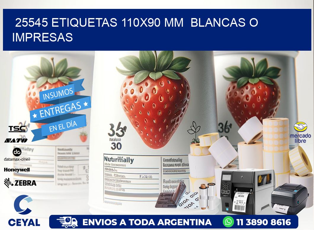 25545 ETIQUETAS 110x90 mm BLANCAS O IMPRESAS