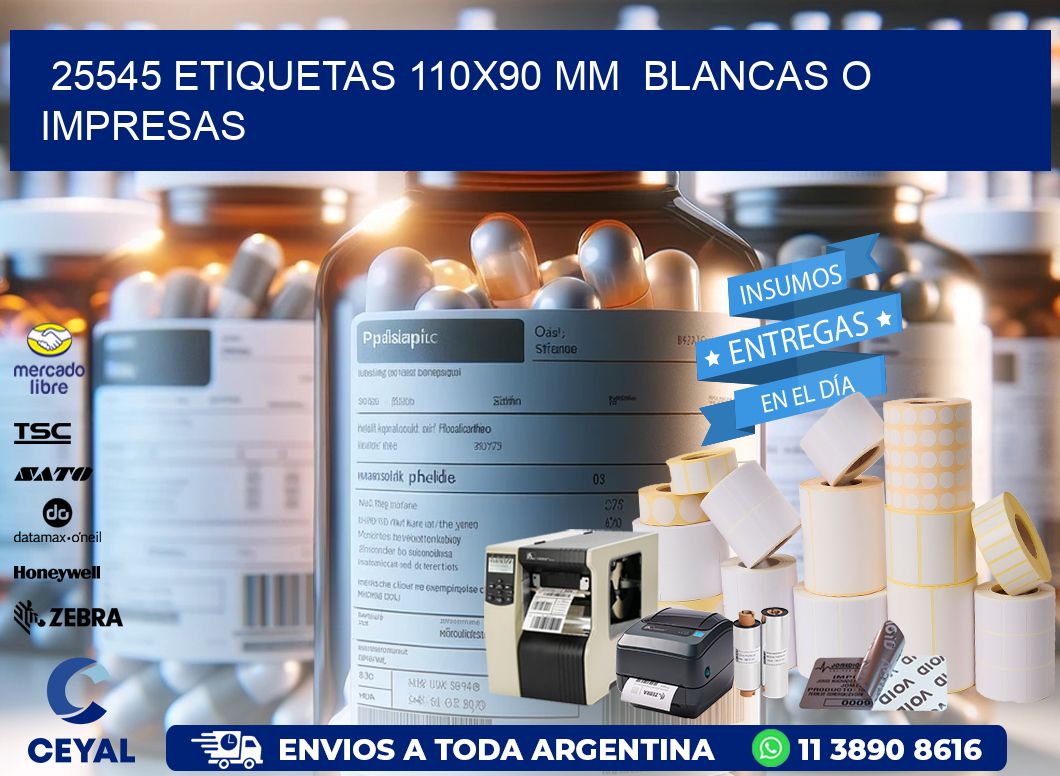 25545 ETIQUETAS 110×90 mm  BLANCAS O IMPRESAS
