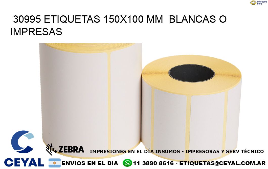 30995 ETIQUETAS 150x100 mm BLANCAS O IMPRESAS