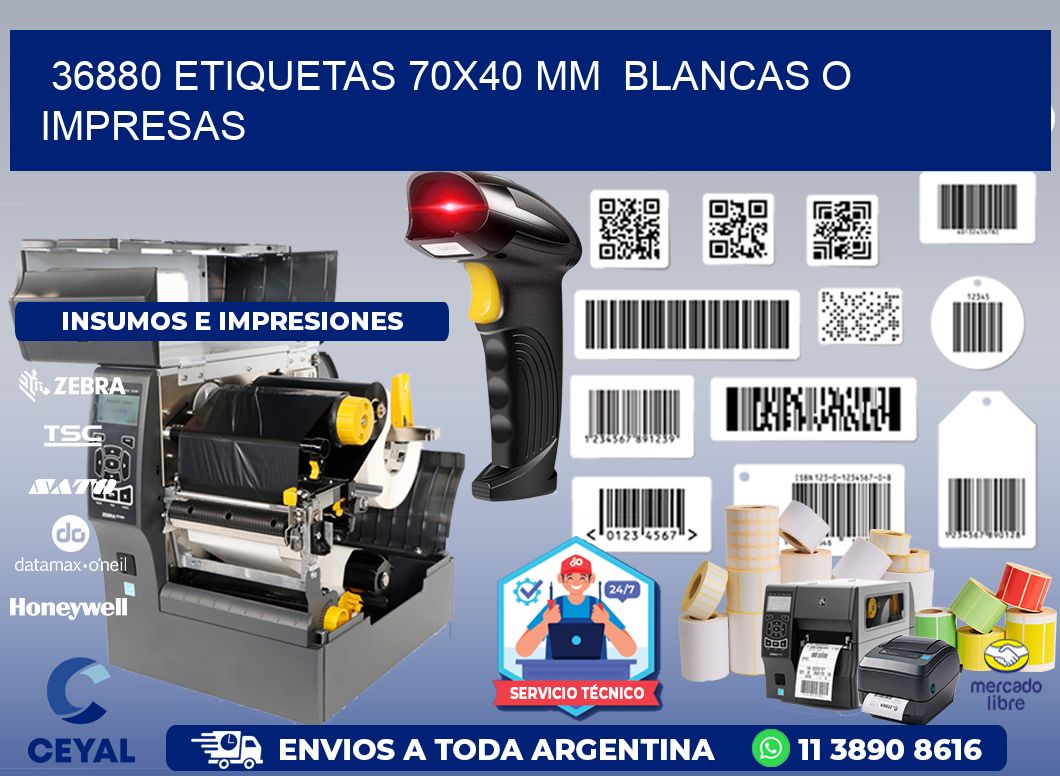 36880 ETIQUETAS 70x40 mm BLANCAS O IMPRESAS