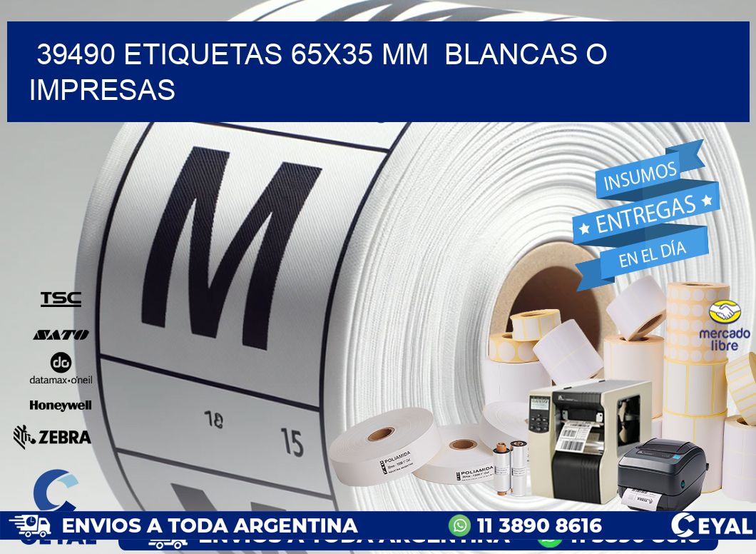 39490 ETIQUETAS 65x35 mm  BLANCAS O IMPRESAS