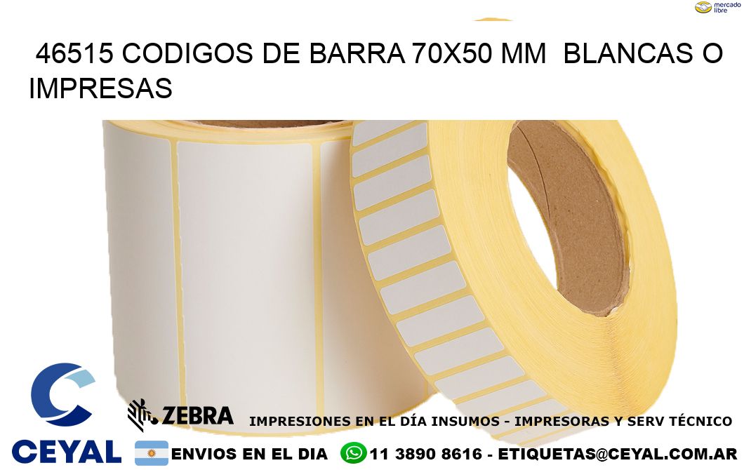 46515 CODIGOS DE BARRA 70x50 mm  BLANCAS O IMPRESAS