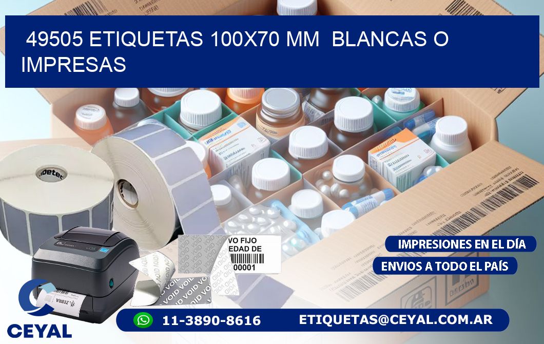 49505 ETIQUETAS 100x70 mm BLANCAS O IMPRESAS
