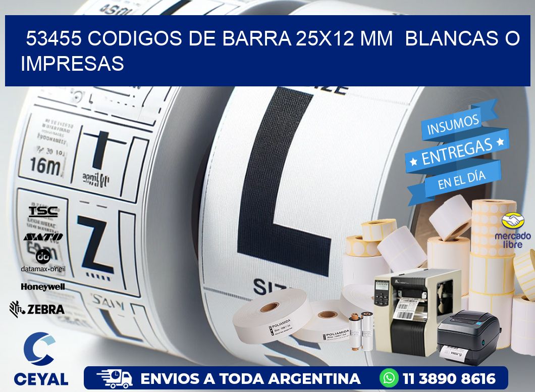 53455 CODIGOS DE BARRA 25x12 mm  BLANCAS O IMPRESAS