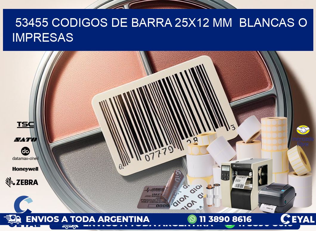 53455 CODIGOS DE BARRA 25×12 mm  BLANCAS O IMPRESAS