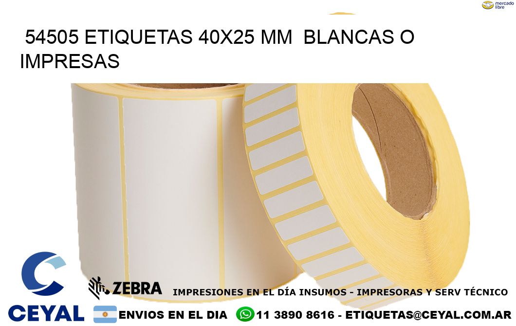 54505 ETIQUETAS 40x25 mm BLANCAS O IMPRESAS