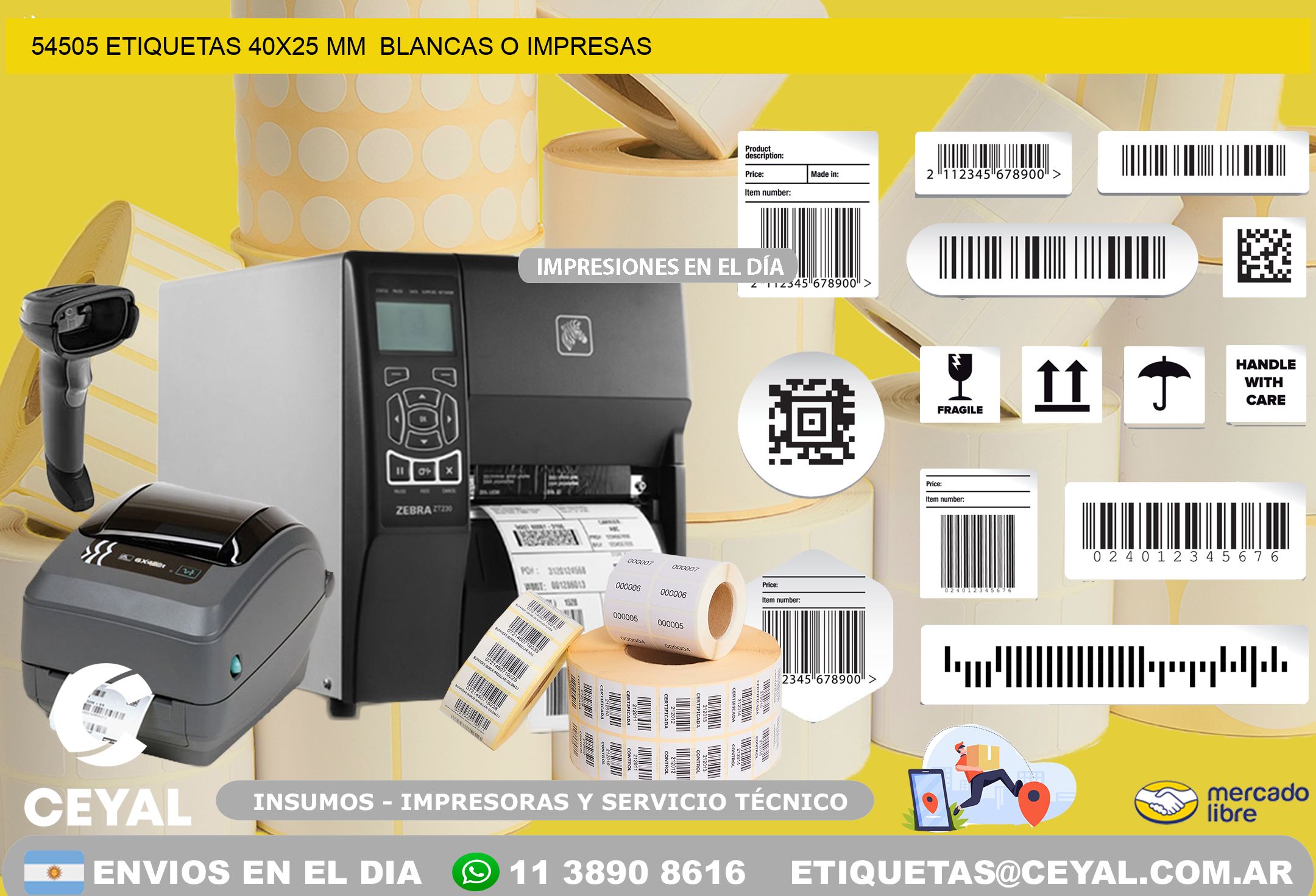 54505 ETIQUETAS 40×25 mm  BLANCAS O IMPRESAS
