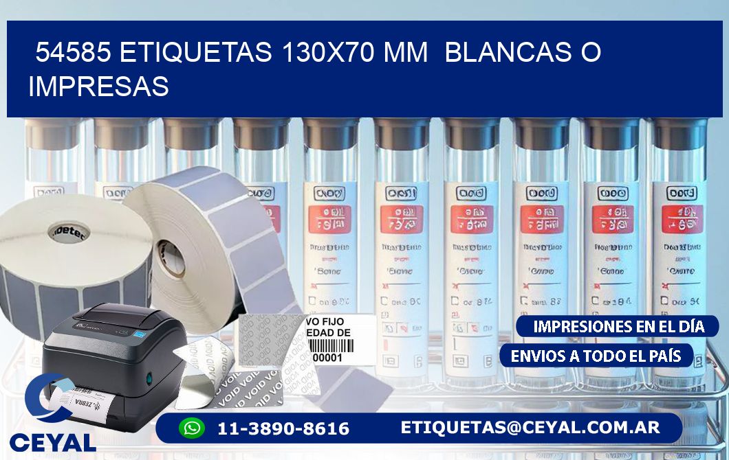 54585 ETIQUETAS 130x70 mm  BLANCAS O IMPRESAS