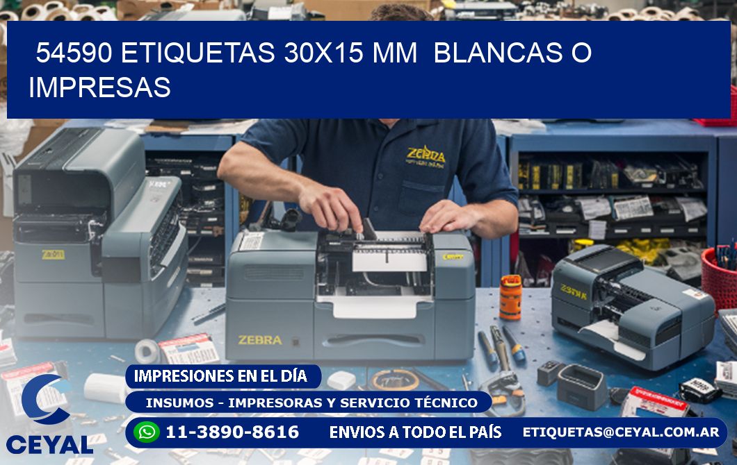 54590 ETIQUETAS 30x15 mm BLANCAS O IMPRESAS