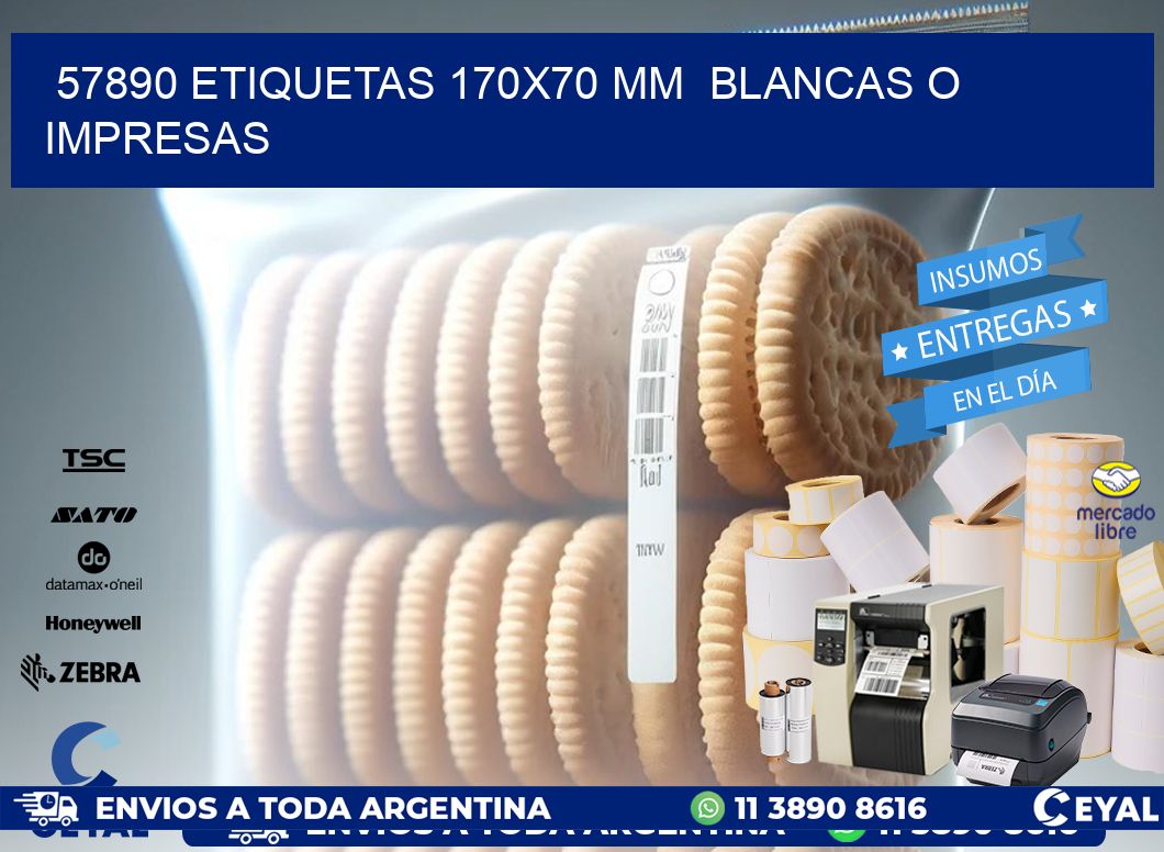 57890 ETIQUETAS 170x70 mm  BLANCAS O IMPRESAS