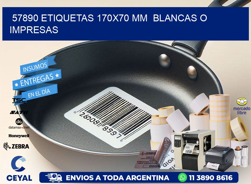 57890 ETIQUETAS 170x70 mm  BLANCAS O IMPRESAS