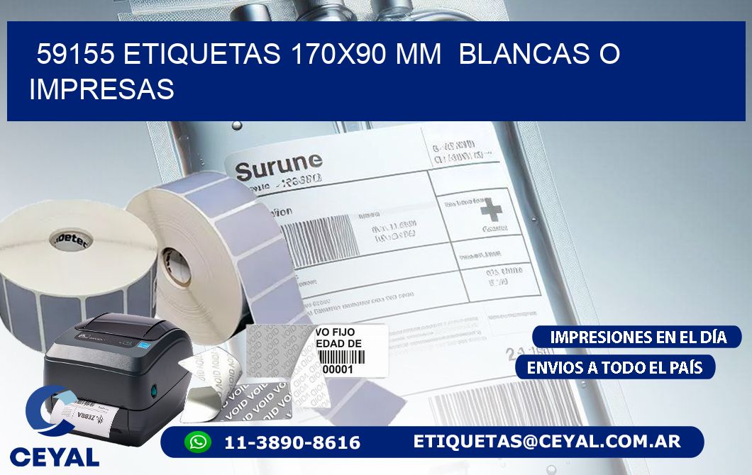 59155 ETIQUETAS 170x90 mm BLANCAS O IMPRESAS