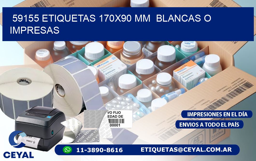 59155 ETIQUETAS 170x90 mm BLANCAS O IMPRESAS