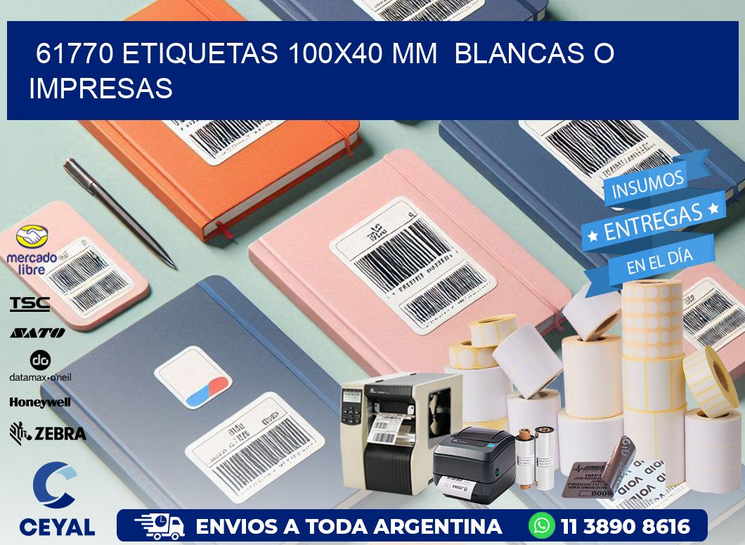 61770 ETIQUETAS 100x40 mm  BLANCAS O IMPRESAS