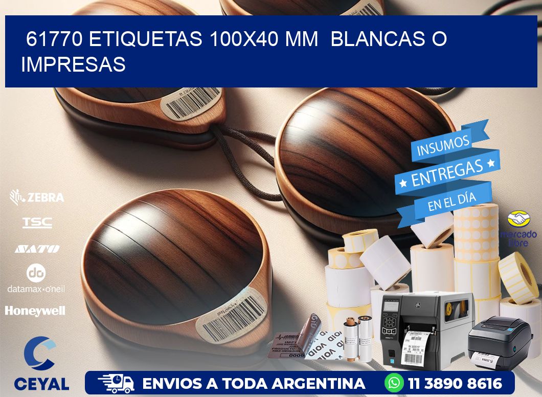 61770 ETIQUETAS 100x40 mm  BLANCAS O IMPRESAS
