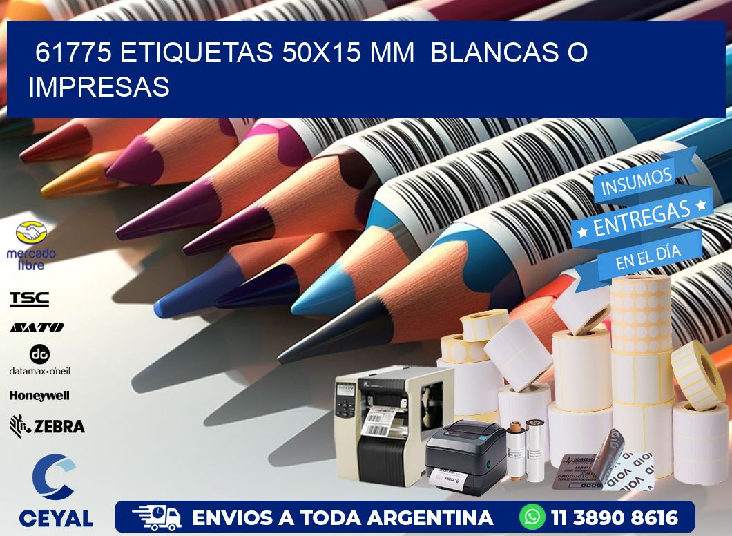 61775 ETIQUETAS 50x15 mm  BLANCAS O IMPRESAS