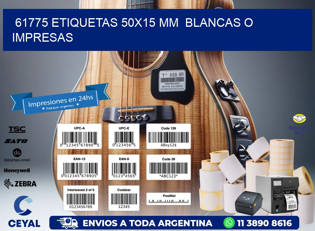 61775 ETIQUETAS 50x15 mm  BLANCAS O IMPRESAS