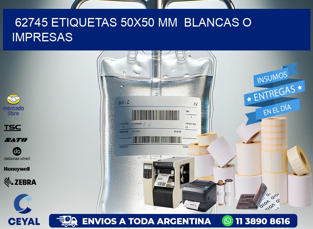 62745 ETIQUETAS 50×50 mm  BLANCAS O IMPRESAS