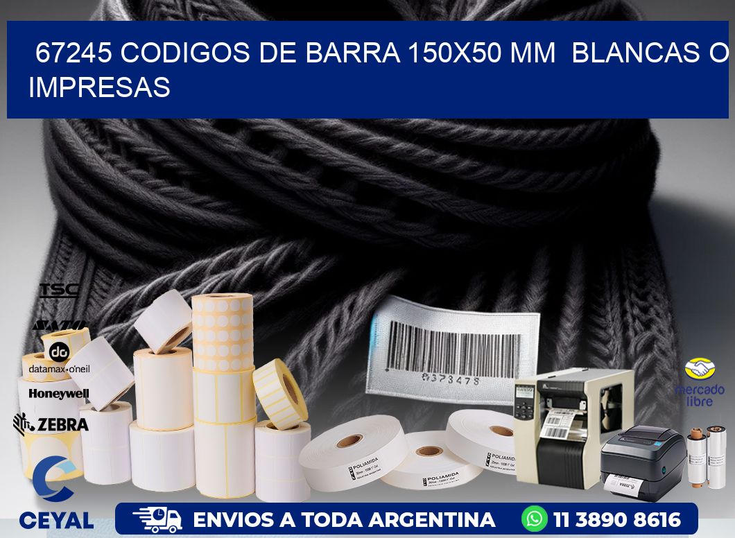 67245 CODIGOS DE BARRA 150x50 mm  BLANCAS O IMPRESAS