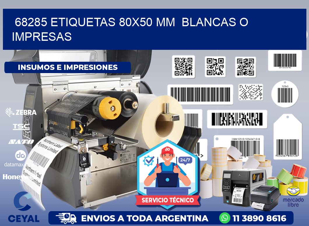 68285 ETIQUETAS 80x50 mm  BLANCAS O IMPRESAS
