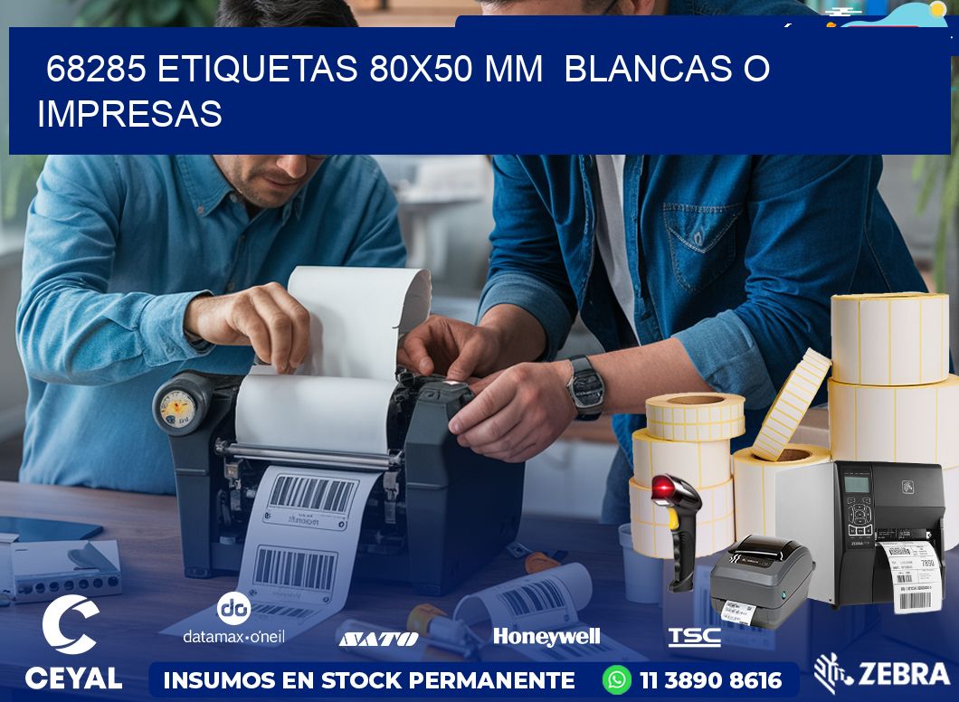 68285 ETIQUETAS 80×50 mm  BLANCAS O IMPRESAS