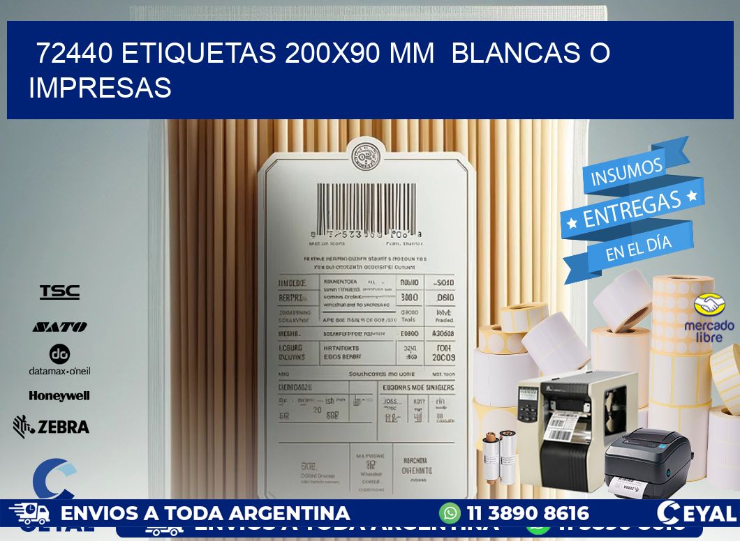 72440 ETIQUETAS 200x90 mm BLANCAS O IMPRESAS