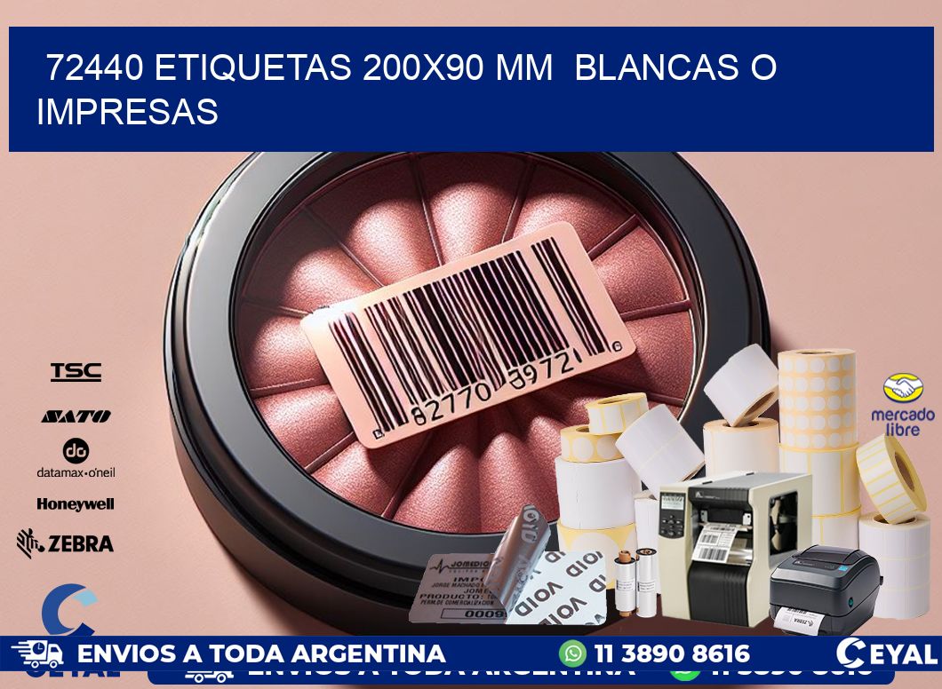 72440 ETIQUETAS 200×90 mm  BLANCAS O IMPRESAS