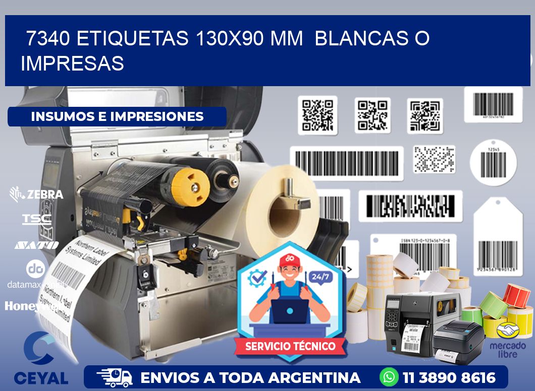 7340 ETIQUETAS 130x90 mm BLANCAS O IMPRESAS