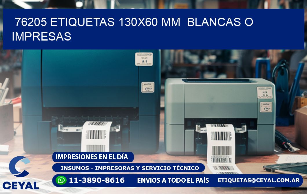 76205 ETIQUETAS 130x60 mm BLANCAS O IMPRESAS