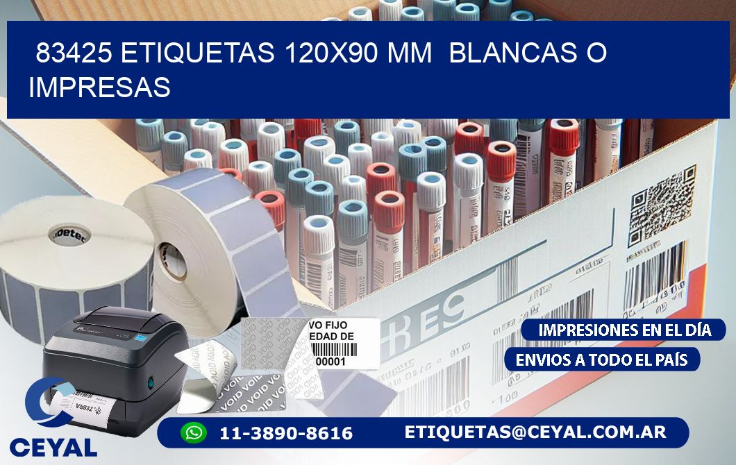 83425 ETIQUETAS 120×90 mm  BLANCAS O IMPRESAS
