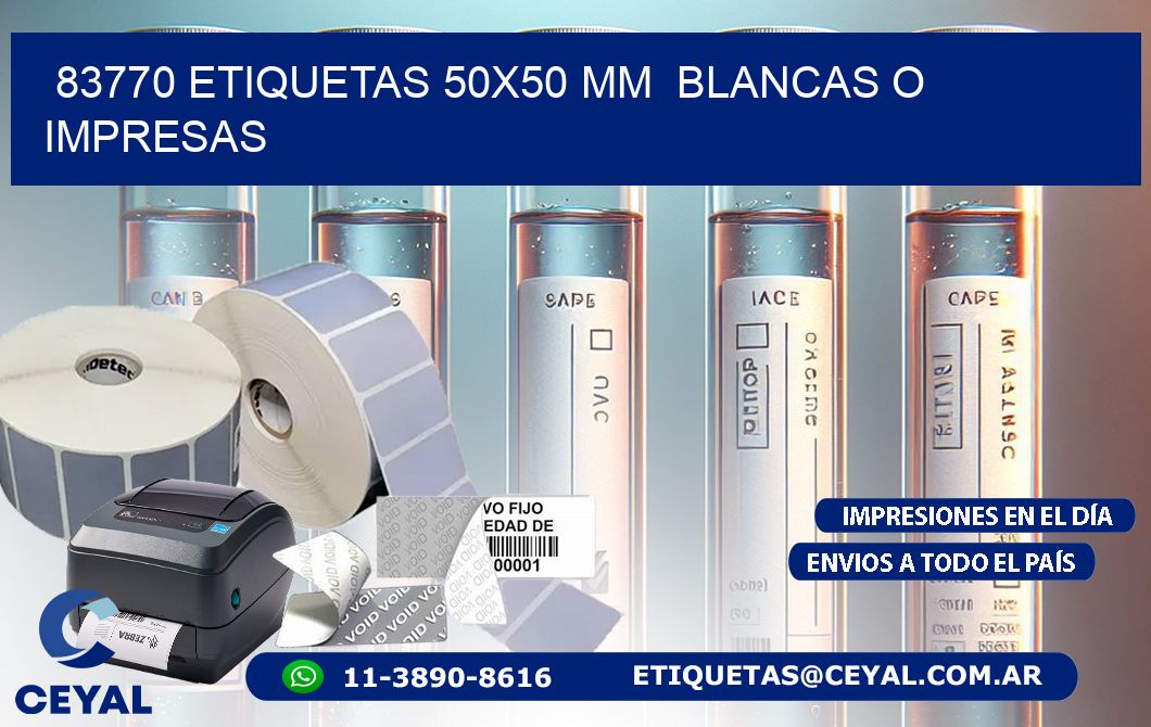 83770 ETIQUETAS 50x50 mm BLANCAS O IMPRESAS