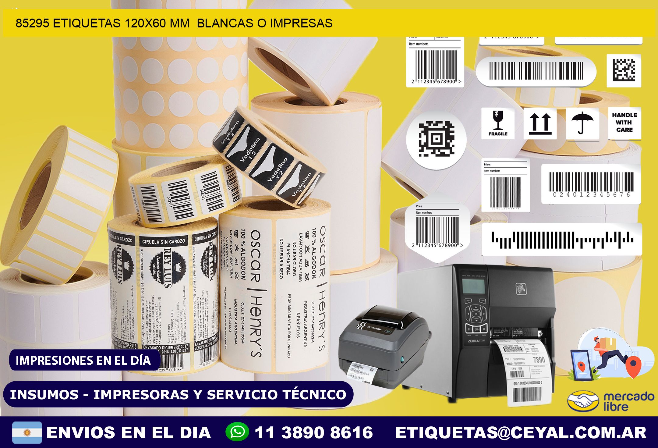 85295 ETIQUETAS 120×60 mm  BLANCAS O IMPRESAS