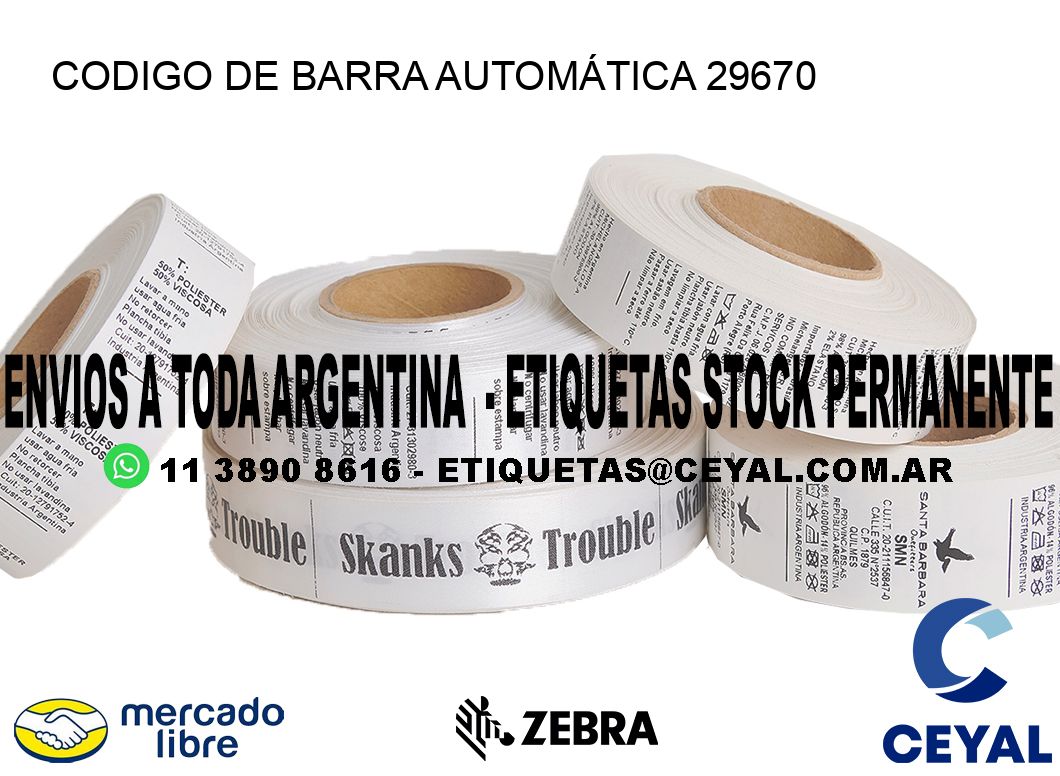 CODIGO DE BARRA AUTOMÁTICA 29670