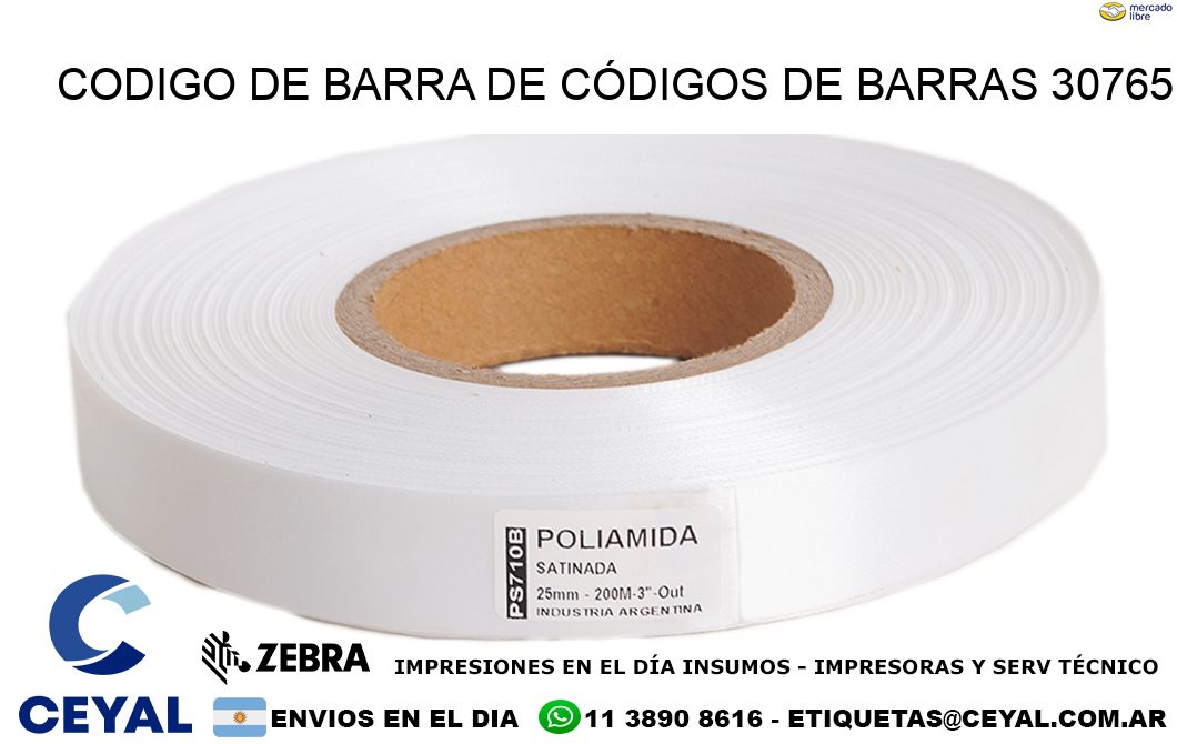 CODIGO DE BARRA DE CÓDIGOS DE BARRAS 30765