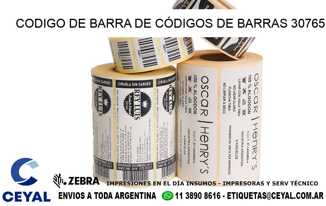 CODIGO DE BARRA DE CÓDIGOS DE BARRAS 30765